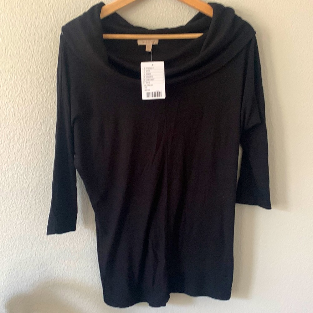 NWT Anthropologie Bordeaux Black cowl neck Top XS
